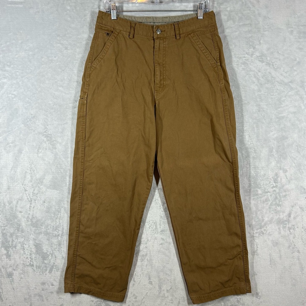 REI Pants Mens 32x30 Wide Leg Canvas Heavy Duty Hiking Outdoor Brown